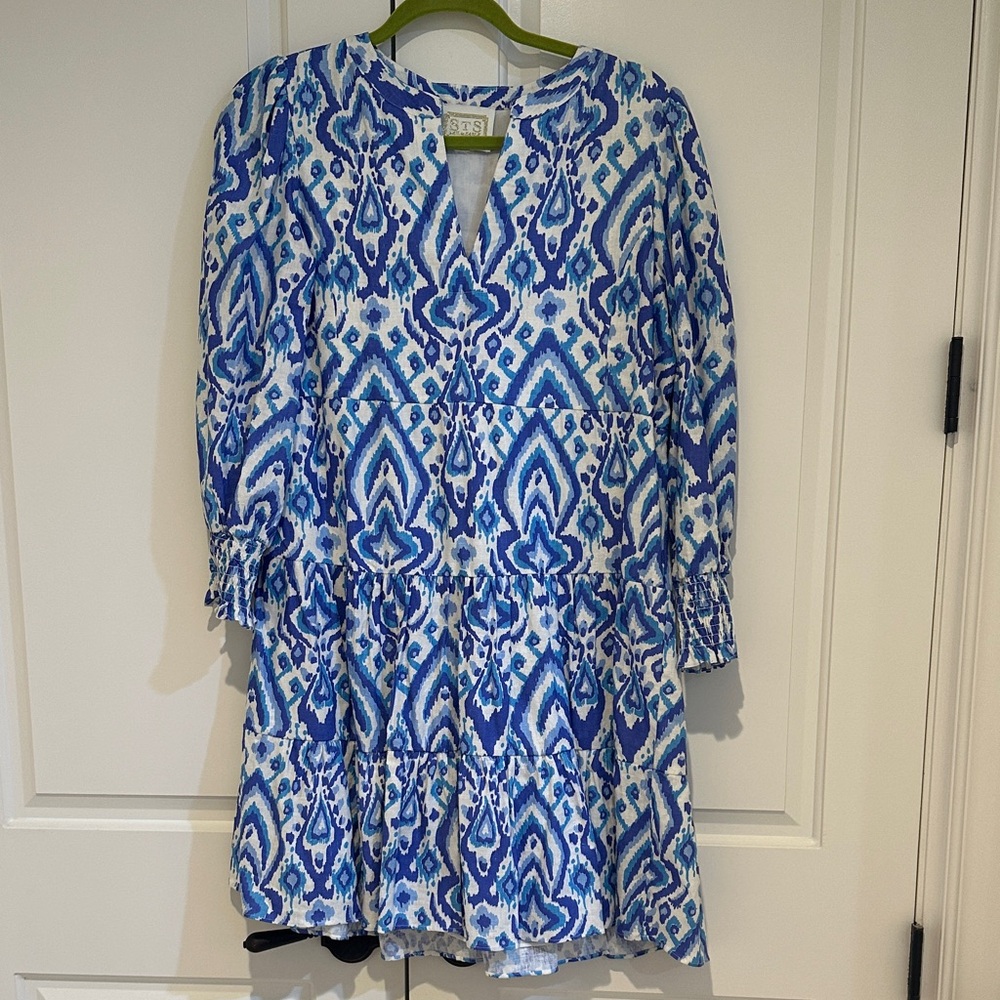 Sail to Sable Blue and White Geometric Dress